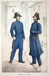 Stadtsergeanten (1829-1830). Farbradierung zur Illustration des Buches Histoire du corps des gardiens de la paix