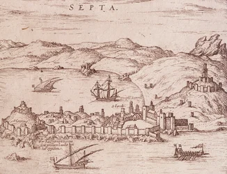 Stadt Septa (Ceuta) im frühen 17. Jahrhundert, Gravur, Marokko