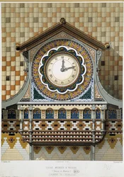 Uhrfenster der Menier-Fabrik in Noisiel (Seine-et-Marne)