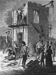 Bau einer Telegrafenstation im Jahr 1793