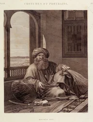 Kostüme und Porträts: Mourad Bey (1750-1801), Mamlukenführer (Murad Bey, ägyptischer Mamlukenhäuptling (Bey)) in „Description de l