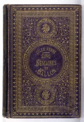 Titelblatt des Buches „Fünf Wochen im Ballon“, Roman von Jules Verne