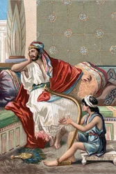 David spielt die Zither vor König Saul, um ihn zu beruhigen.
