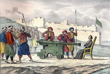 Tod in Algier im Jahr 1683 von Pater LE VACHER (Jean Levacher), einem französischen Missionar während der Bombardierung von Algier durch Duquesne. In „L