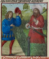 (Detail) Miniatur des Liebhabers, der Gefahr grüßt, aus 