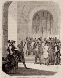 Wahlen vom 23. April 1848: Wahllokal in einem Abschnitt - in „Zeitgenössische populäre Geschichte“