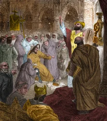 Ende der Merowinger-Dynastie, 751: Absetzung von König Childerich III. (714-754) durch Pippin den Kurzen (714-768).