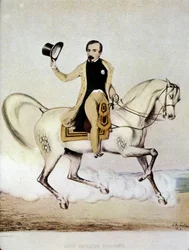 Reiterporträt von Louis Napoleon Bonaparte (Louis-Napoleon III) in Zivilkleidung im Jahr 1848.