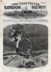 Explosion im Kohlebergwerk Lund Hill in Barnsley, England. Gravur in „The Illustrated London News“ vom 7. März
