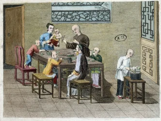 Familienmahlzeit in China im 19. Jahrhundert