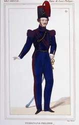 Ferdinand Philippe (Ferdinand-Philippe) Louis, Herzog von Chartres, dann Herzog von Orléans (1810-1842). Französischer Prinz, Sohn von König Louis Philippe I. (Louis-Philippe) von Frankreich. Gravur aus dem Jahr 1850