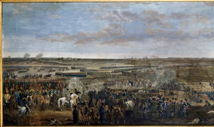 Erstes Kaiserreich: Kaiser Napoleon I. (1769-1821) (auf dem weißen Pferd) in der Schlacht von Leipzig (Völkerschlacht), 16.-19. Oktober