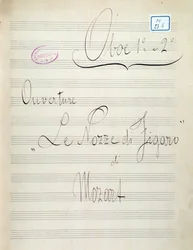 Erste Seite der Noten für Oboe von Le nozze di Figaro, Oper von Mozart (19. Jahrhundert)