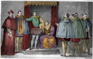 Franz II. (1544-60) teilt den Parlamentsabgeordneten mit, dass der Herzog von Guise und der Kardinal den Staat regieren werden