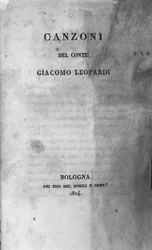 Frontispiz von „Canzoni“ (Gesänge) des italienischen Dichters Giacomo Leopardi, 1824