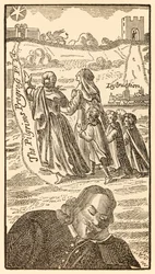 Frontispiz aus dem zweiten Teil von Der Pilgerreise von dieser Welt in die zukünftige Welt von John Bunyan