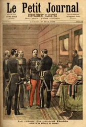 General Alfred Dodds (1842-1922), nach seinen Einsätzen in Indochina und der Befriedung Senegals führte er die Dahomey-Kampagne und erhielt die Dahomey-Medaille, überreicht vom Generalbevollmächtigten der Marine Hanes. Sammlung Selva