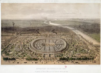 Gesamtansicht der Weltausstellung 1867 vom Trocadero in Paris