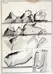 Geologische Karte, die tektonische Bewegungen zeigt.