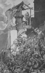 Deutscher Bauernkrieg (1524-1526): Verwüstung von Murrhardt, einer kleinen Stadt im Rems-Murr-Kreis, etwa 40 km nordöstlich von Stuttgart im Herzen des Schwäbischen Waldes