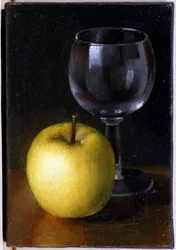 Glas und gelber Apfel - Stillleben