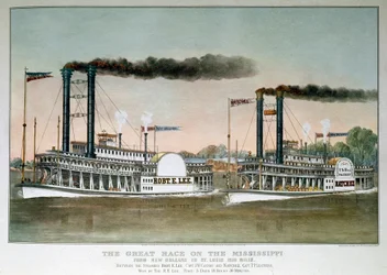 Großes Dampfschiffrennen auf dem Mississippi, von New Orleans nach Saint Louis (19. Jahrhundert)