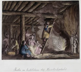 Wohnung der Kamtschadalen, Sibirien. In „Das alte und moderne Kostüm“