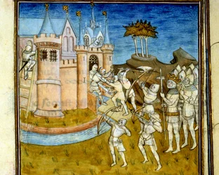 Heinrich I. (1008 - 1060) kämpfte 1054 gegen die Armee von Wilhelm dem Eroberer (1027 - 1087) - in „Große Chroniken von Saint-Denis“, Ende des 14. Jahrhunderts (ref. 512