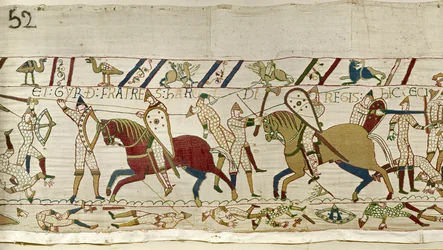Hier fielen die Brüder von Harold: Gyrth und Leofwine, Teppich von Bayeux