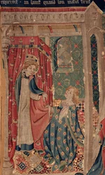 Geschichte von Saint Piat und Saint Eleuthère, Szene 11: Die Versuchungen des heiligen Eleuthère. Detail.