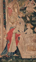 Geschichte von Saint Piat und Saint Eleuthère, Szene 12: Die Auferstehung der Tochter des Tribuns (Detail)