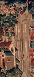 Geschichte von Saint Piat und Saint Eleuthère, Szene 14: Die Pest in der Stadt Tournai (Detail)