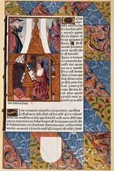 Geschichte des Drucks: Verleger Antoine Verard (? -1513) komponiert sein Buch. Aus einem Manuskript von 1494