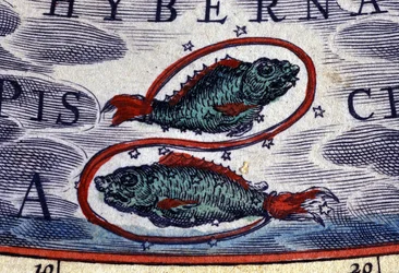 Horoskop: Sternzeichen Fische. 16. Jahrhundert Gravur