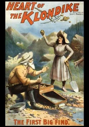Illustration eines Goldsuchers im Klondike. Das Herz des Klondike von S. Marble. Poster aus dem späten 19. Jahrhundert