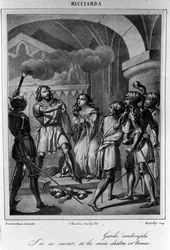 Illustration zur letzten Szene von Akt V von „Ricciarda“ des italienischen Dichters und Dramatikers Ugo Foscolo (1778-1827) 19. Jahrhundert