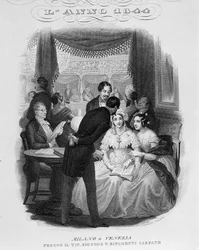 Innenansicht einer Loge des Teatro alla Scala. 1844