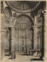 Innenansicht der Blauen Moschee, Istanbul, Türkei - 1838 - Gravur.