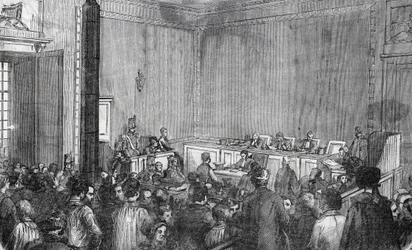 Innere Ansicht der Korrekturpolizei, 6. Kammer in Paris im 19. Jahrhundert - Gravur in 