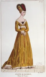 Jeanne de Bourbon (1338-1378). Königin von Frankreich von 1364 bis 1378. Gravur von 1830
