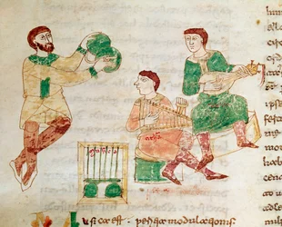 Gaukler und Hofmusiker (Miniatur, 9. Jahrhundert)