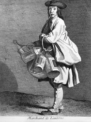 Laternenhändler. Gravur aus dem 19. Jahrhundert