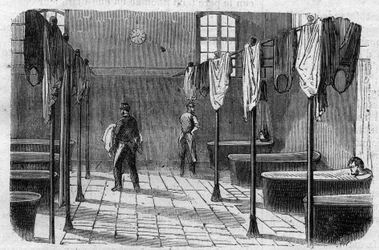 Das Asyl Sainte Anne (Sainte-Anne) in Paris: das Badezimmer - Gravur in „Le Journal Illustré“