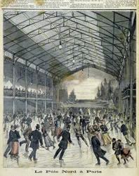 Der Nordpol in Paris: Pariser beim Schlittschuhlaufen - in "Le Petite Journal", Nov. 1892