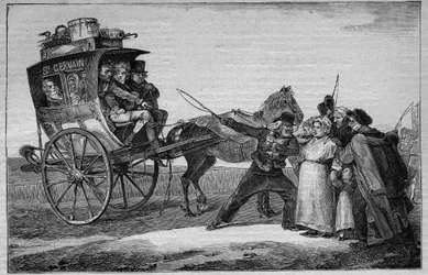 Die Omnibusse von Paris im 19. Jahrhundert: der Kuckuck - Gravur von 1892