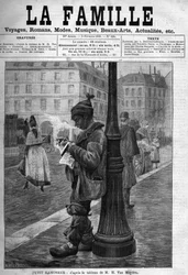 Kleiner Schornsteinfeger. Gravur nach dem Gemälde von M.H. Van Muyden. Titelblatt der Zeitung „La famille“ von 1888.
