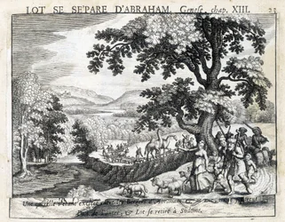 Lot trennt sich von Abraham - Bibel, Gravur