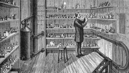 Louis Pasteur (1822-1895), französischer Chemiker und Biologe, 1883 an der Ecole Normale in Paris.
