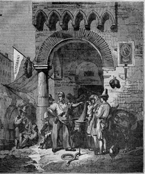 Macaroni-Nudelverkäufer in Neapel im 19. Jahrhundert.