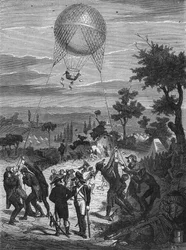 Manöver eines gefangenen Fesselballons, der in der Armee der Republik verwendet wird. In 